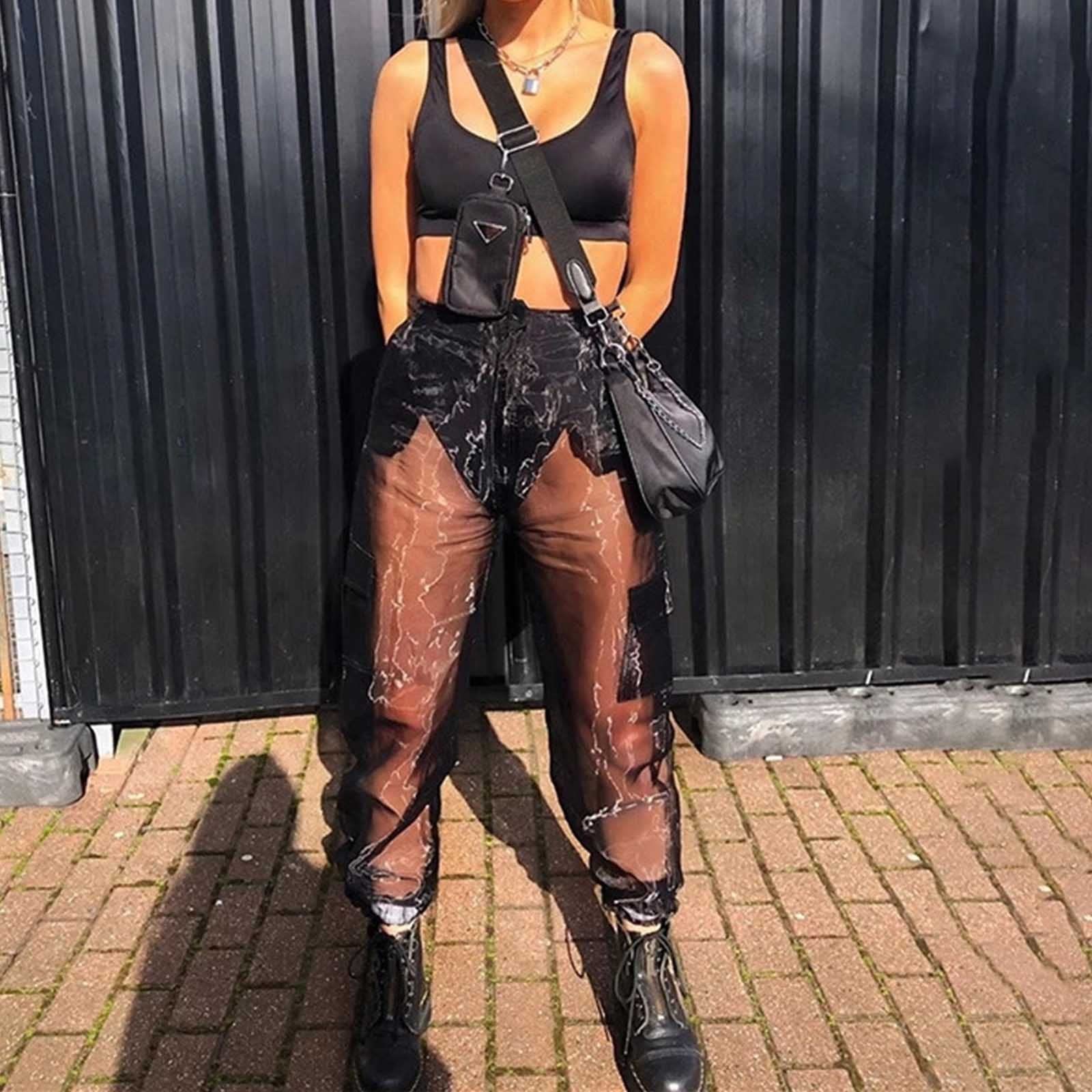 Amazon.co.jp: 女性用カジュアルカーゴパンツ メッシュSee貨物